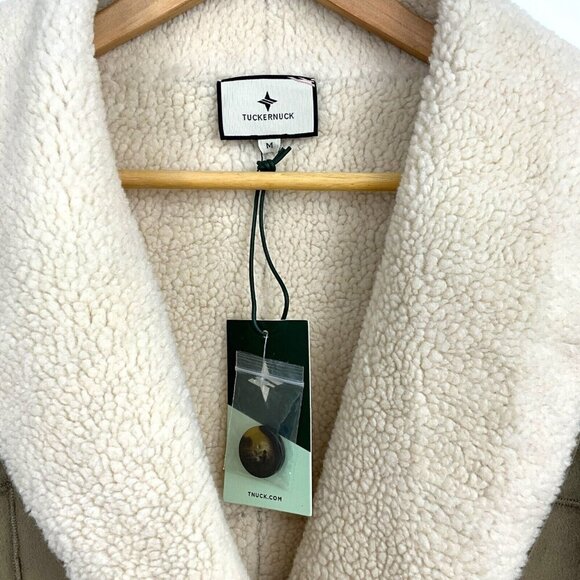 NWT Tuckernuck French Gray Suede Thayer Coat Size M Faux Sherpa Collar - Picture 4 of 11